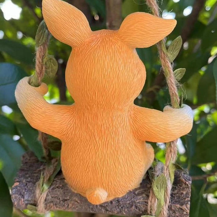 Resin Rabbit on Swing Hanging  Decor