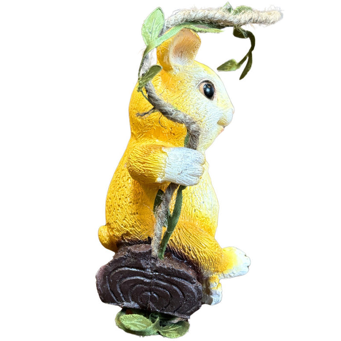 Resin Rabbit on Swing Hanging  Decor