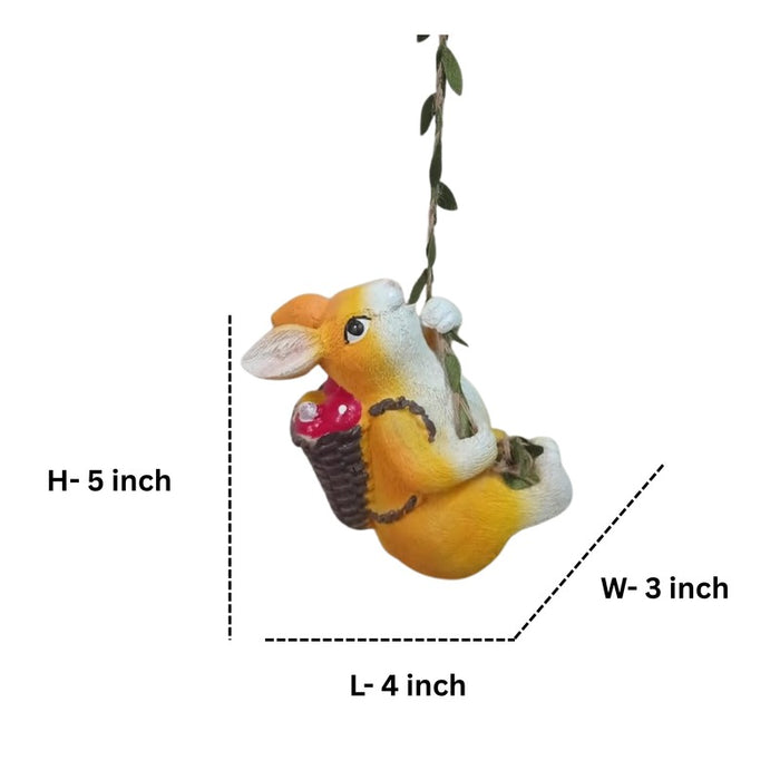 Hanging Garden Bunny Statue with Fruit Basket – Set of 3 Whimsical Rabbit Resin Figurines for Outdoor Decor, Tree Ornaments, and Patio Accents
