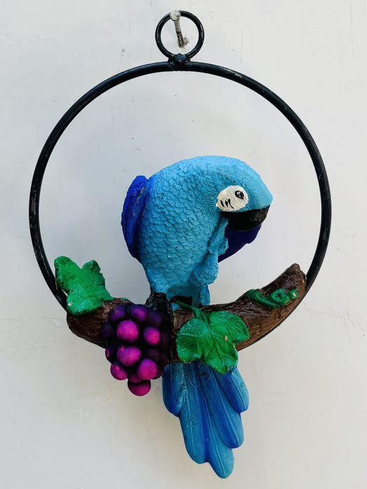 Wonderland Blue Macaw Parrot on Branch Wall Hanging Decor