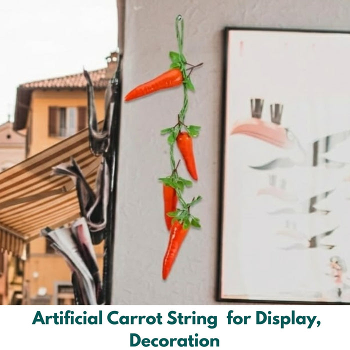 Set of 2 Artificial Carrot Hanging Garlands – 16-Inch Realistic Faux Vegetable Strings for Kitchen Decor, Easter Displays, and Farmhouse Photography Props