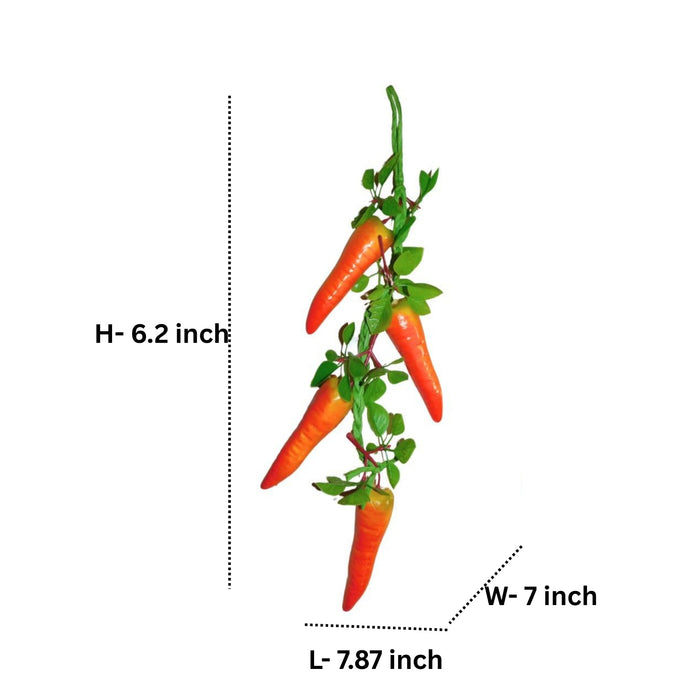 Set of 2 Artificial Carrot Hanging Garlands – 16-Inch Realistic Faux Vegetable Strings for Kitchen Decor, Easter Displays, and Farmhouse Photography Props