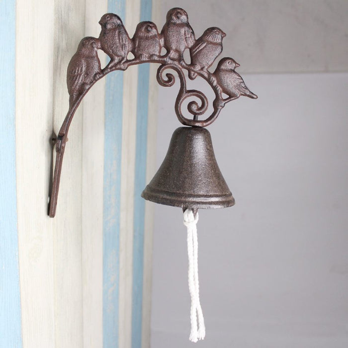 6 Birds Antique look Cast Iron Wall mounted Door Bell for home decor