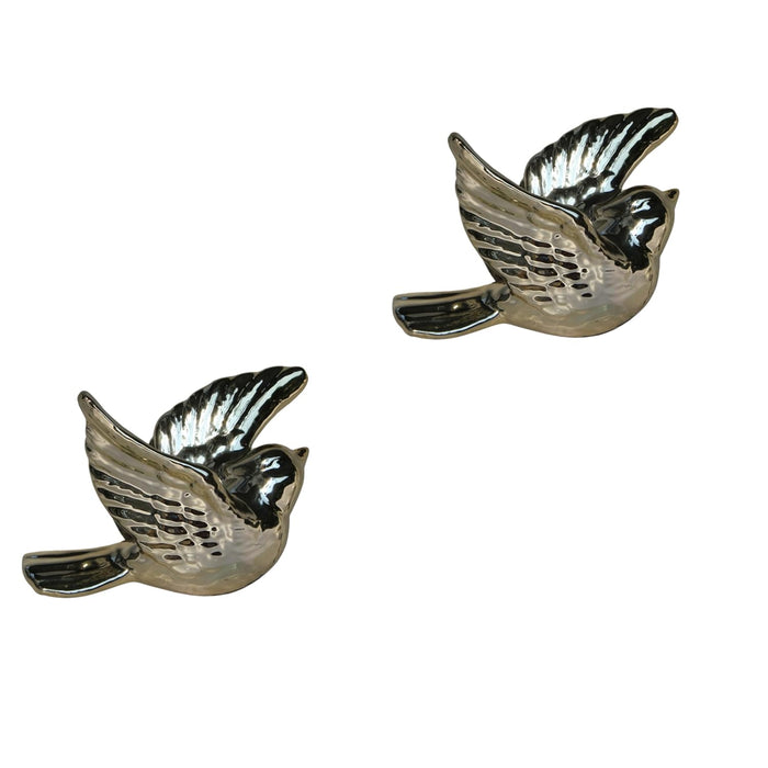 Wall hanging ceramic birds-Medium (Set of 2) (Golden)