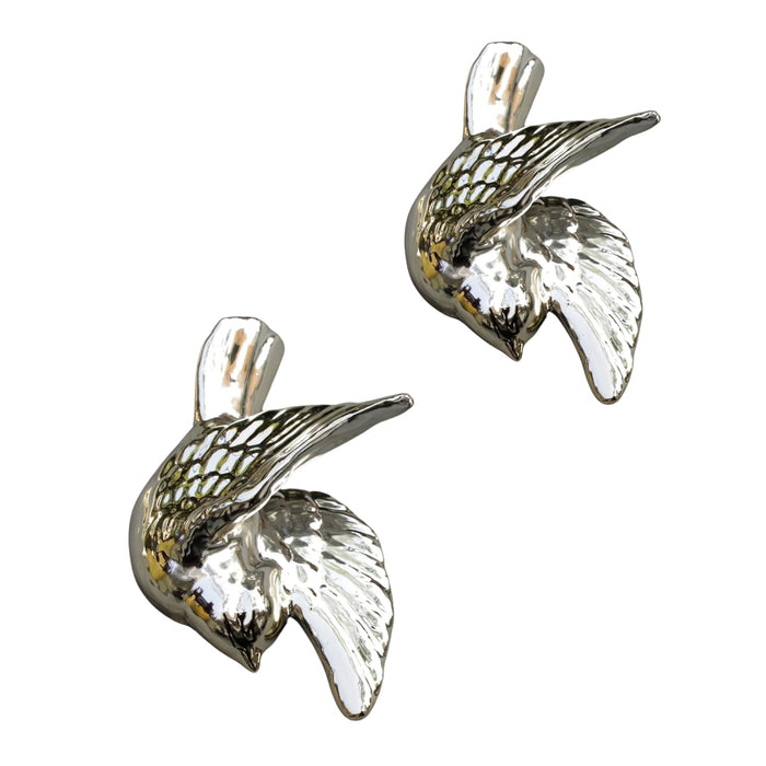 Wall hanging ceramic birds-Medium (Set of 2) (Golden)