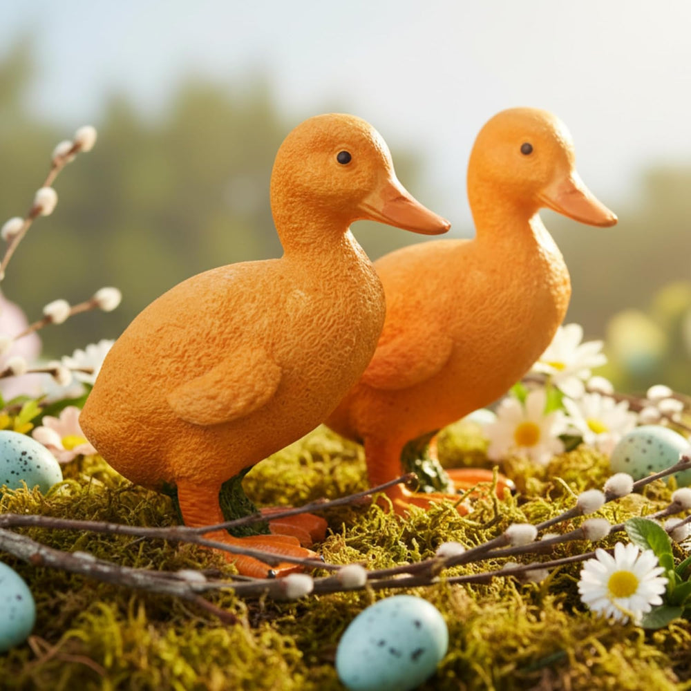 Set of 2 Whimsical Garden Duck Statues -3x2x4 inch