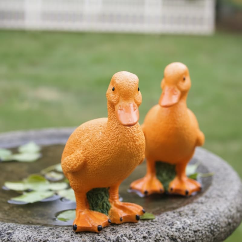 Set of 2 Whimsical Garden Duck Statues -3x2x4 inch