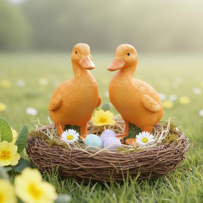 Wonderland Set of 2 Whimsical Garden Duck Statues – Weather-Resistant Resin Duckling Figurines for Outdoor Patio, Lawn, Pond, and Home Desktop Décor-3x2x4 inch