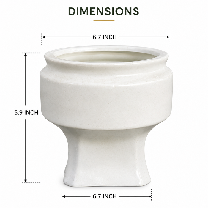 White Ceramic Planter Pot for Indoor Plants and Home Decor