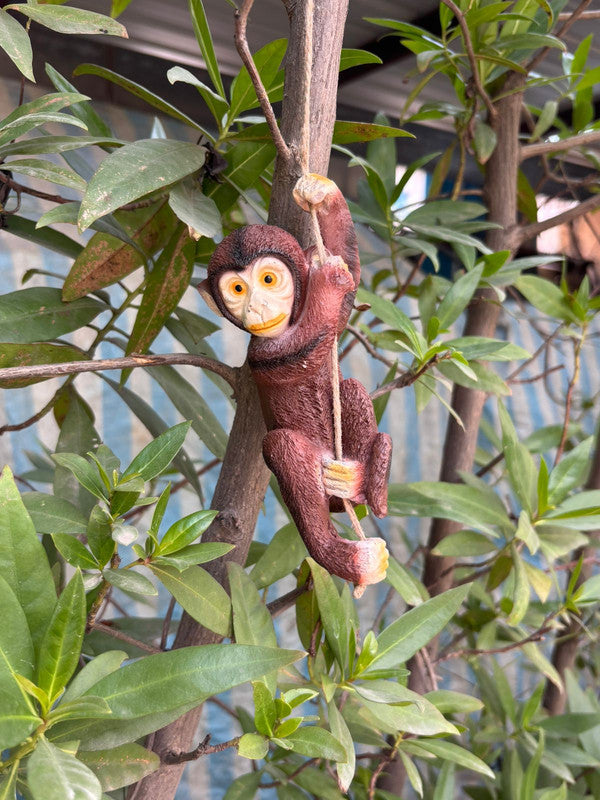 Hand-Painted Mini Hanging Monkey Garden Statue - Realistic Climbing Resin Sculpture