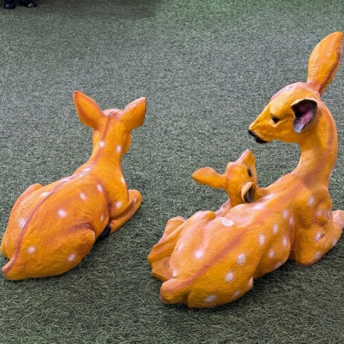 2-Piece  Deer Family Garden Statue Set – Sika Deer & Mother Baby Deer  Outdoor Resin Sculptures for Lawn, Patio, and Landscape Decor