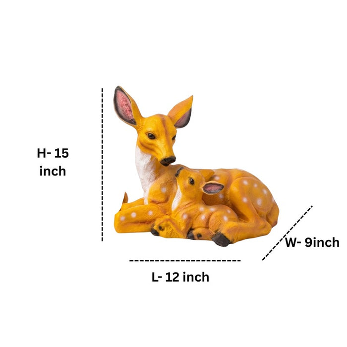 2-Piece  Deer Family Garden Statue Set – Sika Deer & Mother Baby Deer  Outdoor Resin Sculptures for Lawn, Patio, and Landscape Decor
