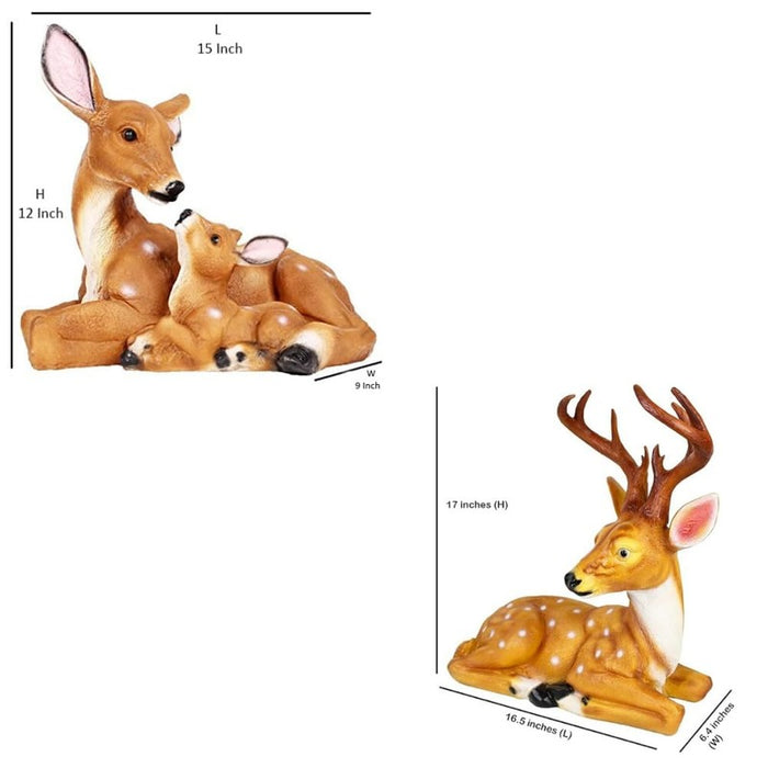 2-Piece Realistic Deer Family Garden Statue Set – Sika Deer & Mother Baby Deer  Outdoor Resin Sculptures for Lawn, Patio, and Landscape Decor