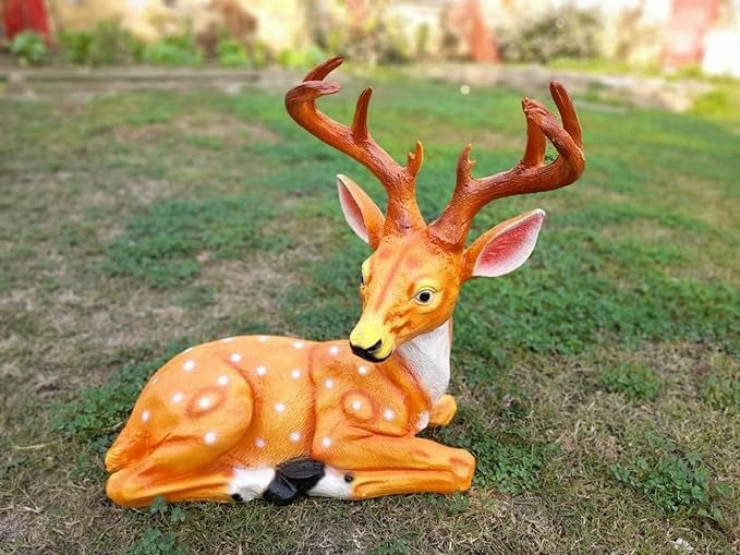 2-Piece Realistic Deer Family Garden Statue Set – Sika Deer & Mother Baby Deer  Outdoor Resin Sculptures for Lawn, Patio, and Landscape Decor