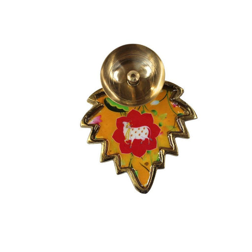 Decorative brass Kamadhenu cow lotus diya|Meenakari design  