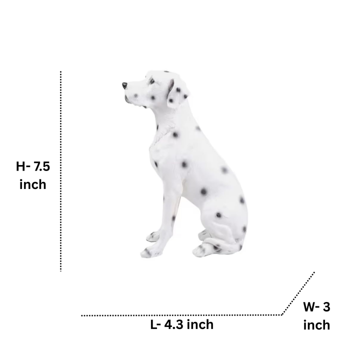 Wonderland Sitting White and Black Spotted Puppy Dog Statue – Realistic Decorative Toy for Home, Garden, Balcony, and Office Décor- 6x4x7.5 inch