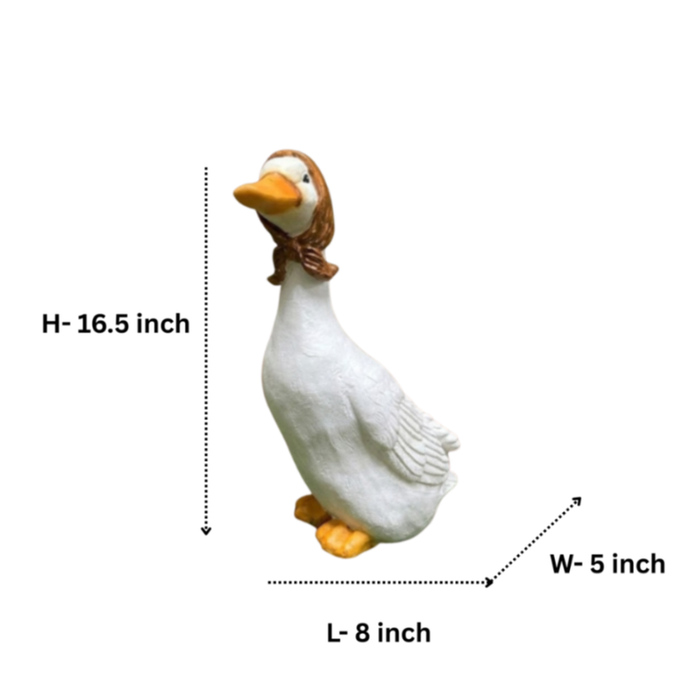 Charming Duck Garden Statue – Hand-Painted Resin Duckling Figurine with Headscarf for Rustic Yard, Patio, and Farmhouse Décor