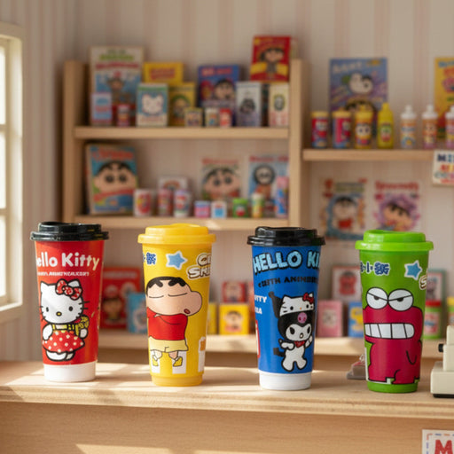 Wonderland 12-Piece Miniature Cartoon Drink Cup Set – Tiny Kawaii Bubble Tea & Coffee Cups for Dollhouses, DIY Crafts, and Slime Charms