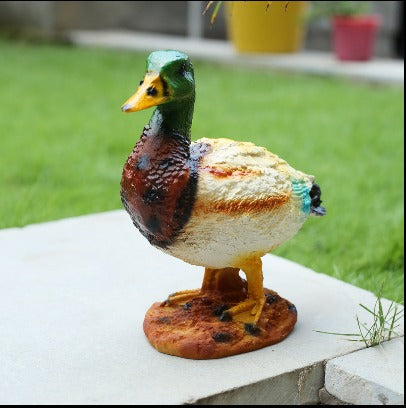 (Set of 2) Green Ducks Statue for Home and Garden Decoration