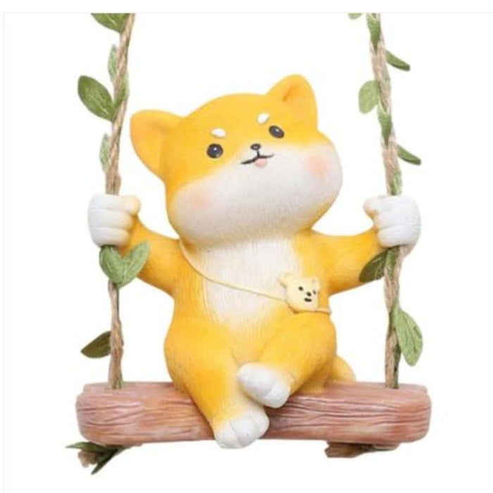Wonderland Whimsical Hanging Fox Garden Figurine – Hand-Painted Miniature Forest Animal on Vine Swing for Fairy Gardens and Potted Plants- 3.54x2.7x3.9 inch