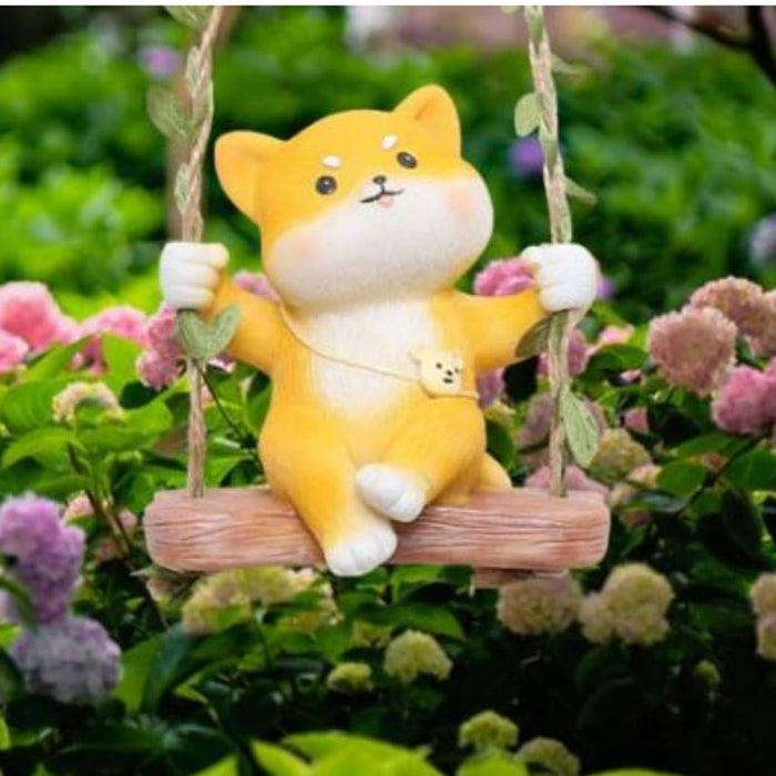 Wonderland Whimsical Hanging Fox Garden Figurine – Hand-Painted Miniature Forest Animal on Vine Swing for Fairy Gardens and Potted Plants- 3.54x2.7x3.9 inch