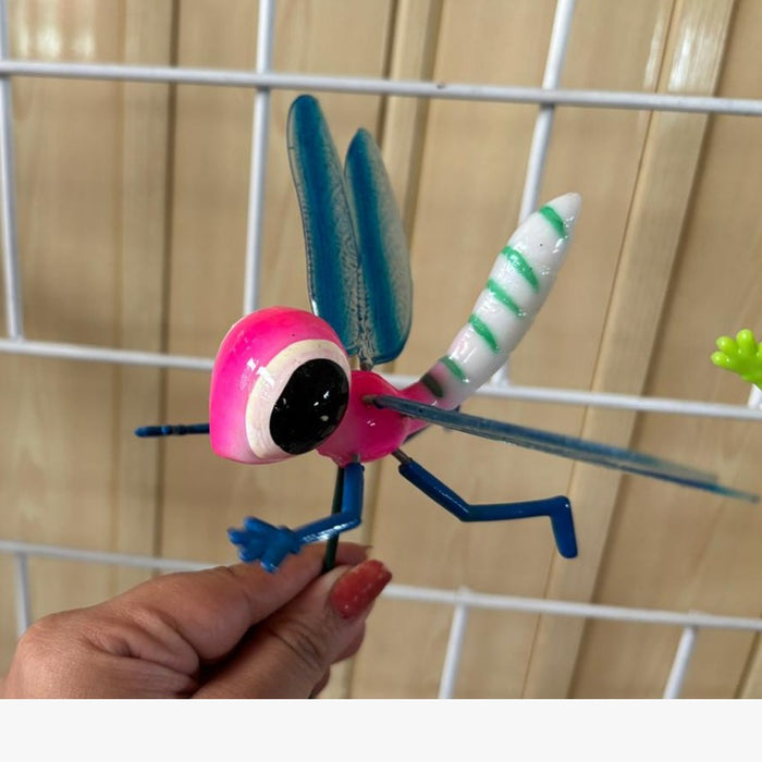 Set of 2 Whimsical Metal Insect Garden Stakes
