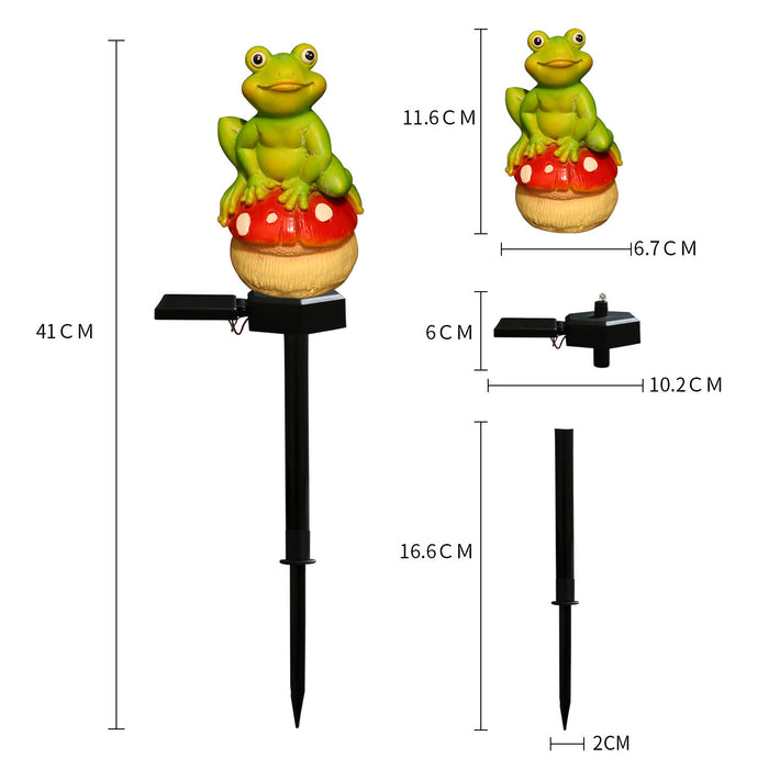 Solar Powered Frog on Mushroom Garden Stakes – Set of 2 Waterproof Outdoor LED Decorative Path Lights for Lawn, Patio, and Yard Decor