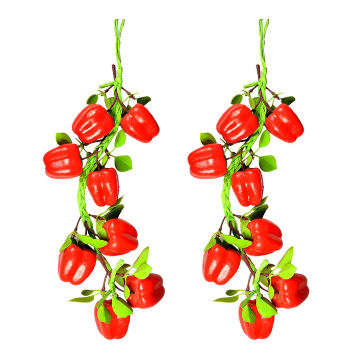 Pack of 2 Artificial Red Bell Pepper Hanging Strings