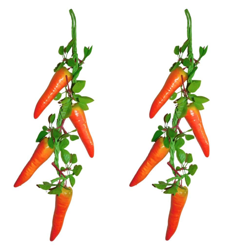 Set of 2 Artificial Carrot Hanging Garlands – 16-Inch Realistic Faux ...