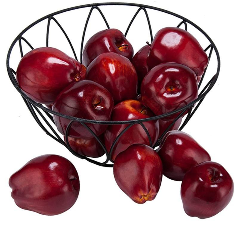 6-Piece Life-Like Artificial Red Delicious Apples - Premium Realistic Faux Fruit for Home Decor, Kitchen Displays, and Photography Props- 3.15x3.82 inch
