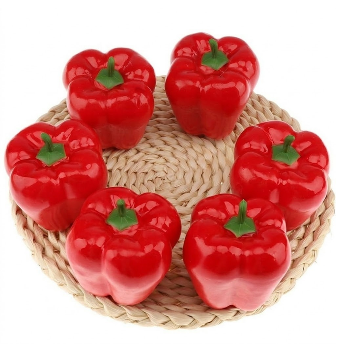  6-Piece Artificial Red Bell Peppers/ Capscium