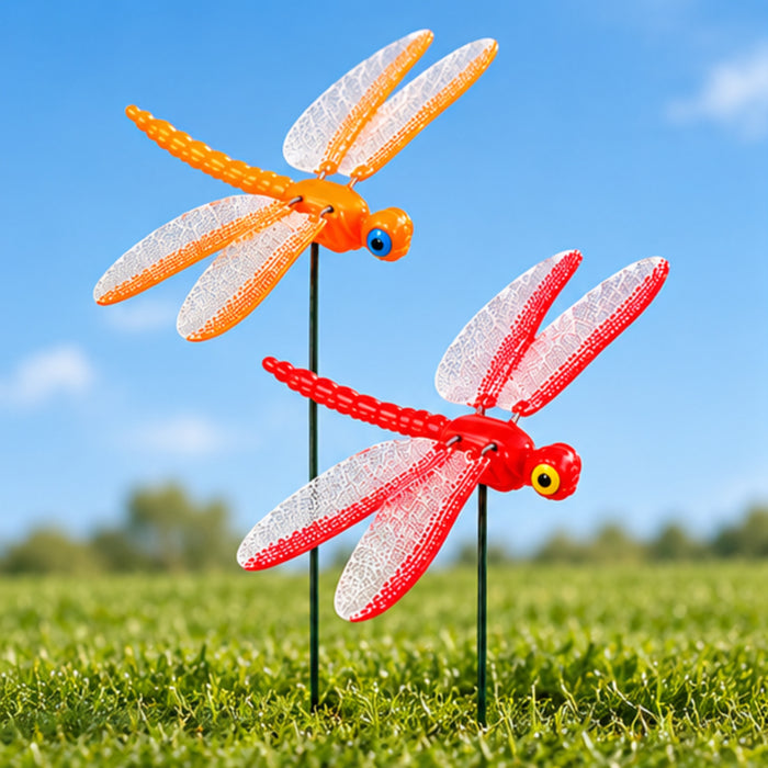 Colorful Dragonfly Garden Stakes – Set of 2 or Set of 4 | Decorative Insect Plant Sticks