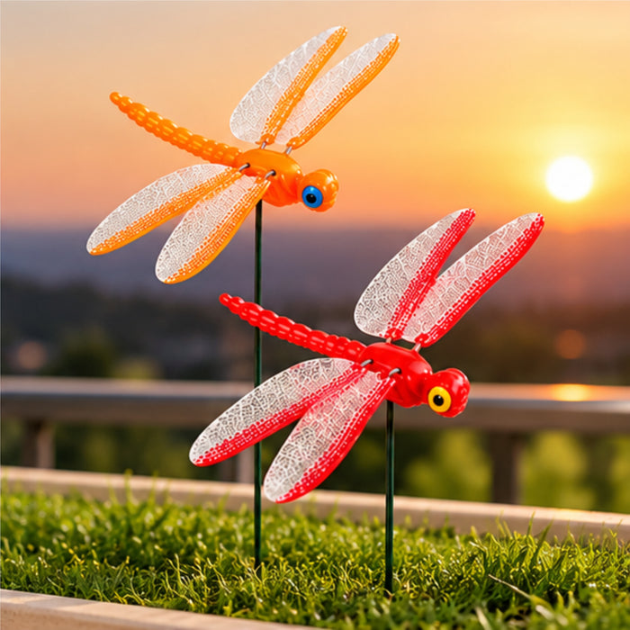 Colorful Dragonfly Garden Stakes – Set of 2 or Set of 4 | Decorative Insect Plant Sticks