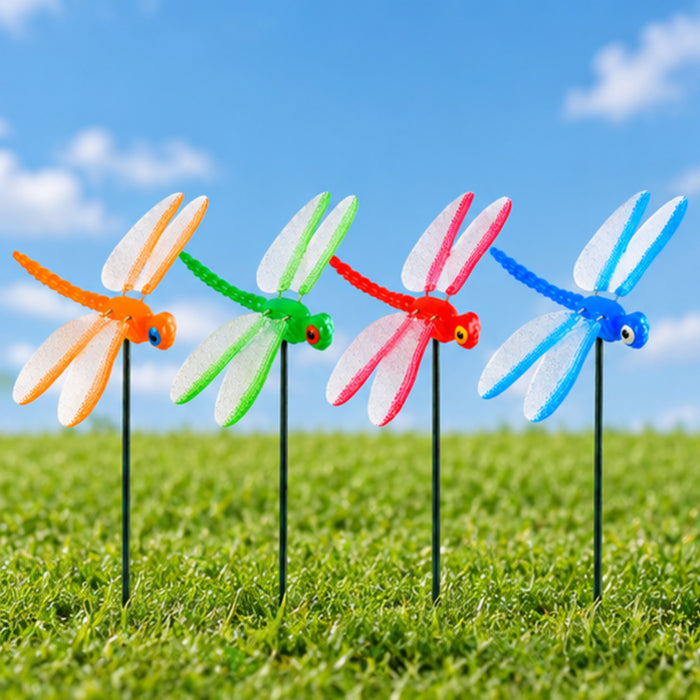 Colorful Dragonfly Garden Stakes – Set of 2 or Set of 4 | Decorative Insect Plant Sticks
