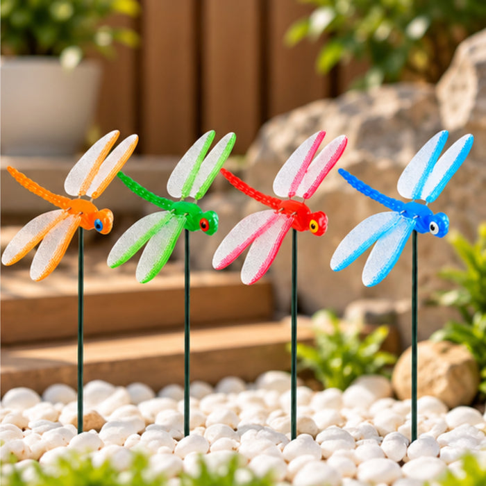 Colorful Dragonfly Garden Stakes – Set of 2 or Set of 4 | Decorative Insect Plant Sticks