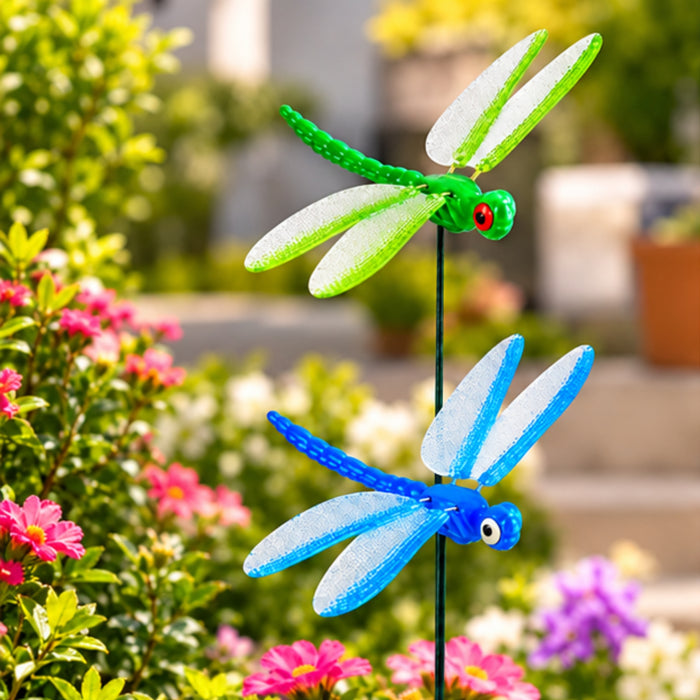 Colorful Dragonfly Garden Stakes – Set of 2 or Set of 4 | Decorative Insect Plant Sticks