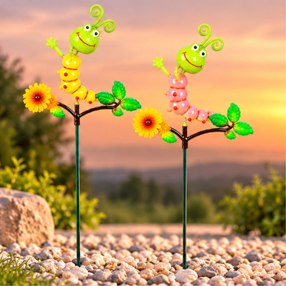 Caterpillar on Flower Garden Stakes – Set of 2 or Set of 4