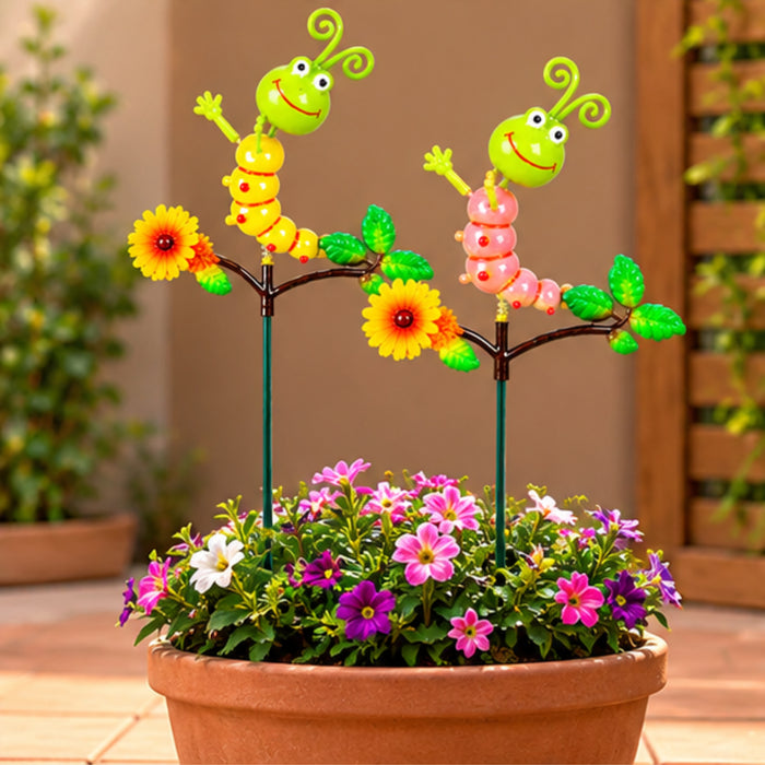 Caterpillar on Flower Garden Stakes – Set of 2 or Set of 4