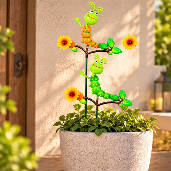 Caterpillar on Flower Garden Stakes – Set of 2 or Set of 4