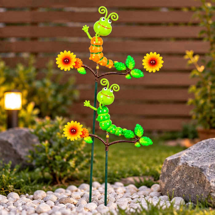 Caterpillar on Flower Garden Stakes – Set of 2 or Set of 4