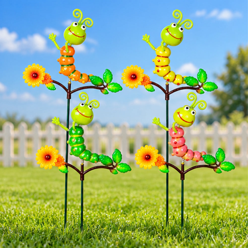 Caterpillar on Flower Garden Stakes – Set of 2 or Set of 4