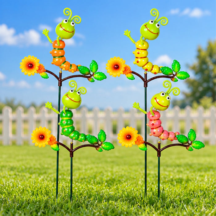 Caterpillar on Flower Garden Stakes – Set of 2 or Set of 4