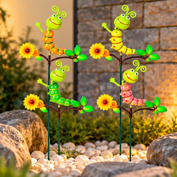 Caterpillar on Flower Garden Stakes – Set of 2 or Set of 4