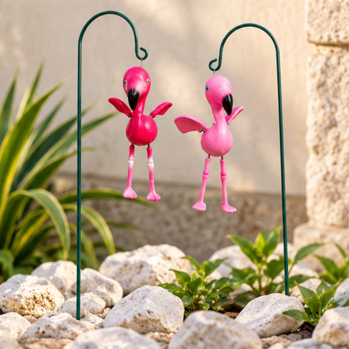 Pink Flamingo Hanging Garden Ornaments – Set of 2 or Set of 4