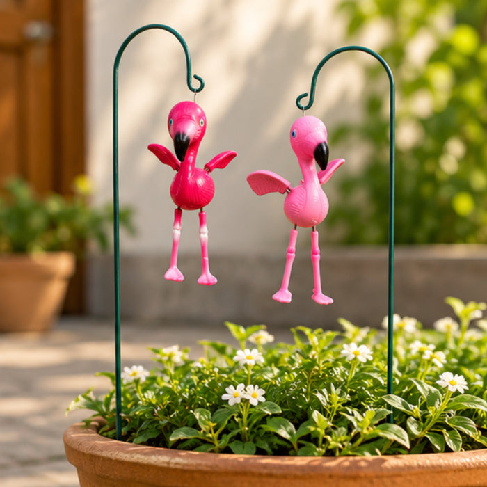Pink Flamingo Hanging Garden Ornaments – Set of 2 or Set of 4