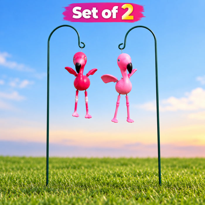Pink Flamingo Hanging Garden Ornaments – Set of 2 or Set of 4