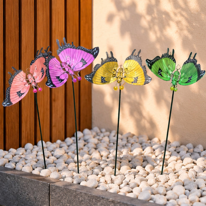 Colorful Metal Butterfly Garden Stakes – Set of 2 or Set of 4