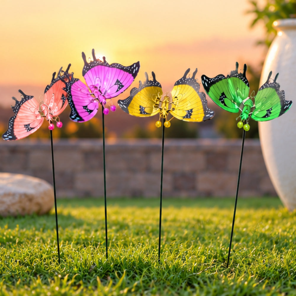 Colorful Metal Butterfly Garden Stakes – Set of 2 or Set of 4