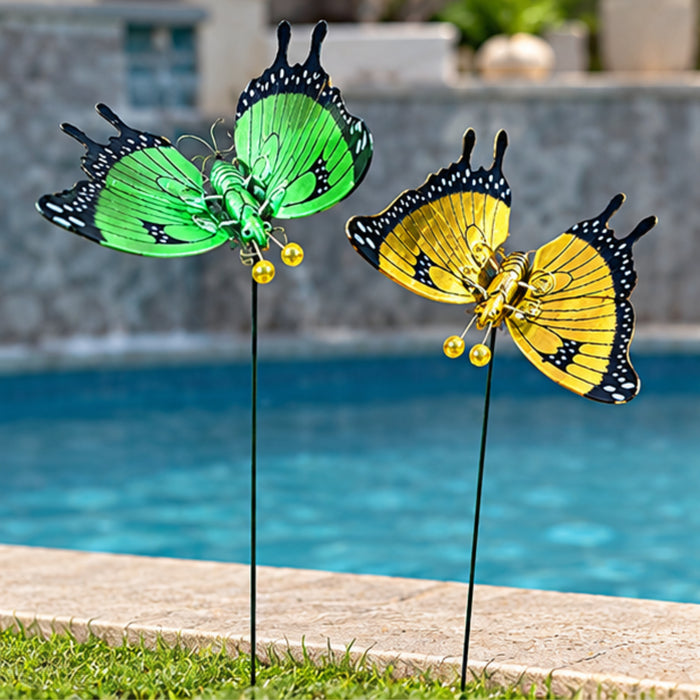 Colorful Metal Butterfly Garden Stakes – Set of 2 or Set of 4