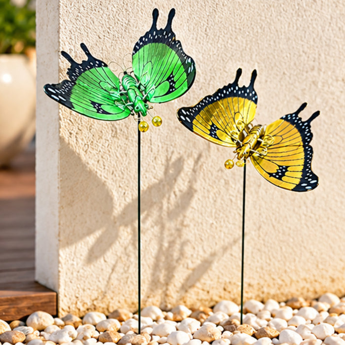 Colorful Metal Butterfly Garden Stakes – Set of 2 or Set of 4